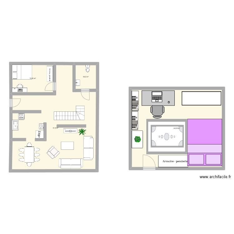 le rez-de-chaussée. Plan de 4 pièces et 141 m2