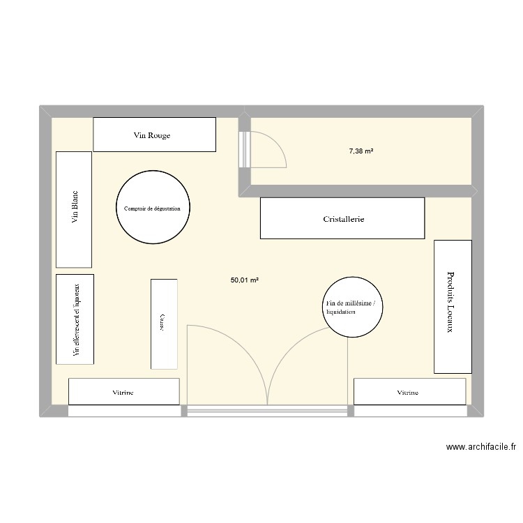 Domaine de la grappe. Plan de 2 pièces et 57 m2
