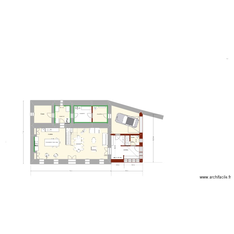 CAROLE & LUDO  PROJET   RDC ( 2). Plan de 16 pièces et 132 m2