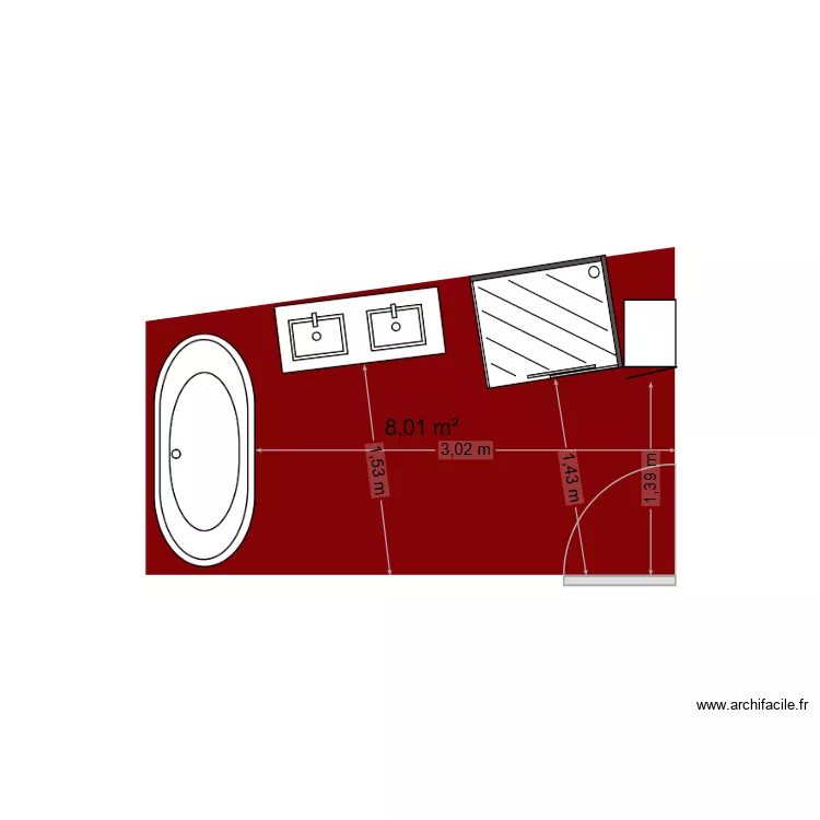 sdb. Plan de 1 et 8 m² sdb. Plan de 1 et 8 m²