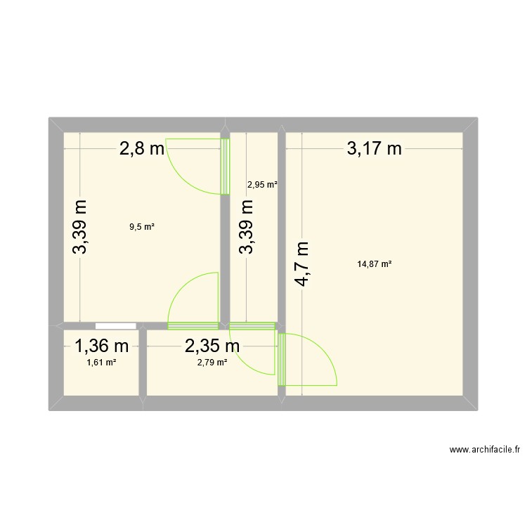 RDC CRESSAY. Plan de 5 pièces et 32 m2