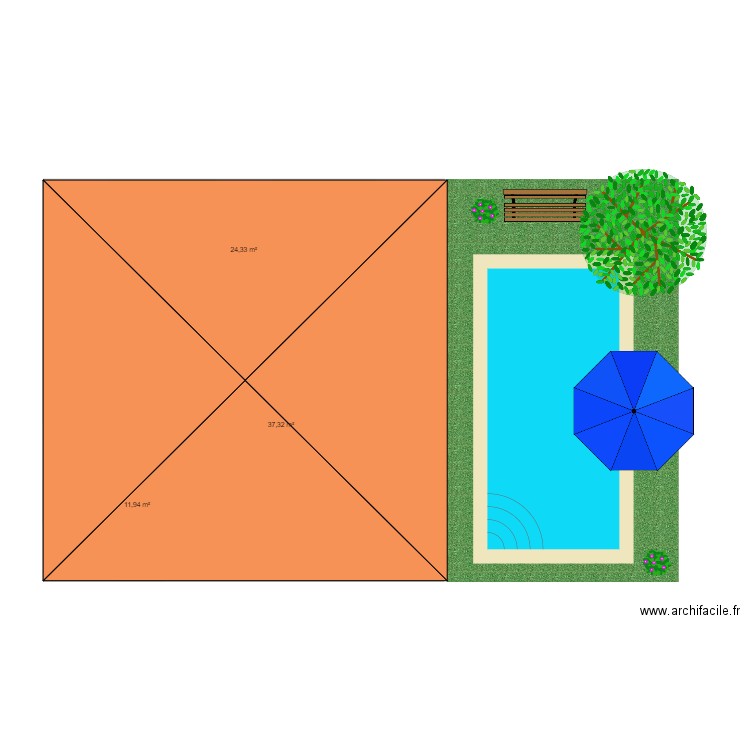 maison de rêve. Plan de 3 pièces et 74 m2