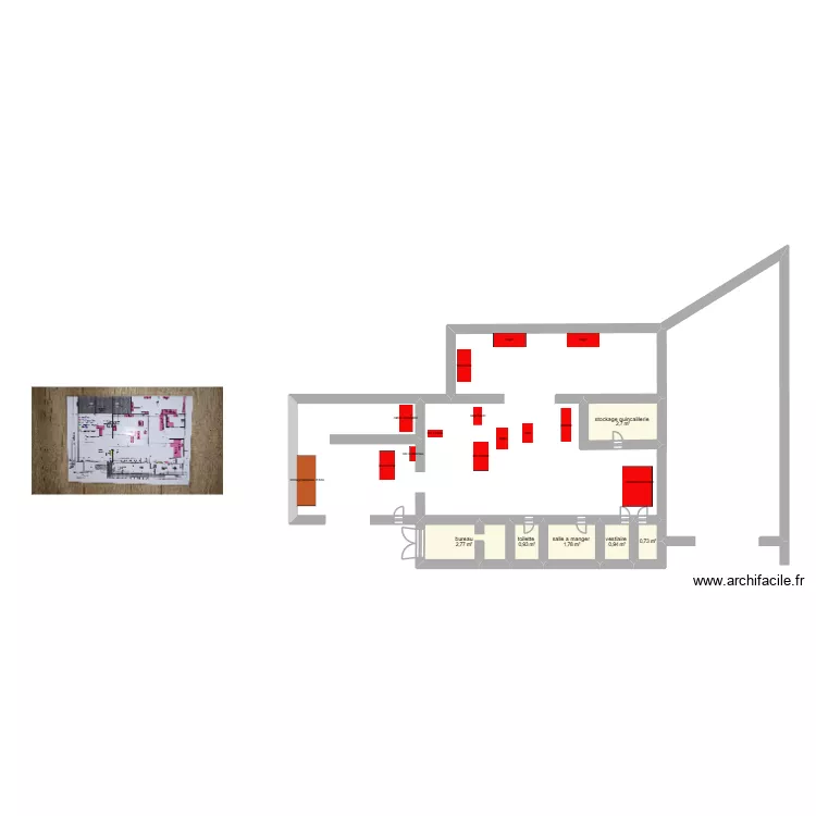 plan d'atelier. Plan de 6  et 10 m²