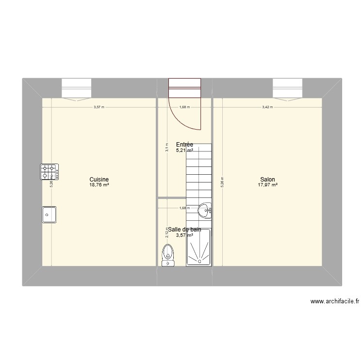 KERSIROUX MEME. Plan de 4 pièces et 46 m2