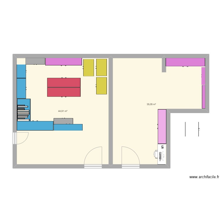 aménagement dar a version 2. Plan de 2 pièces et 80 m2