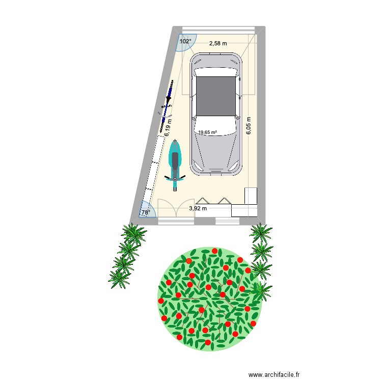 Garage. Plan de 1 pièce et 20 m2