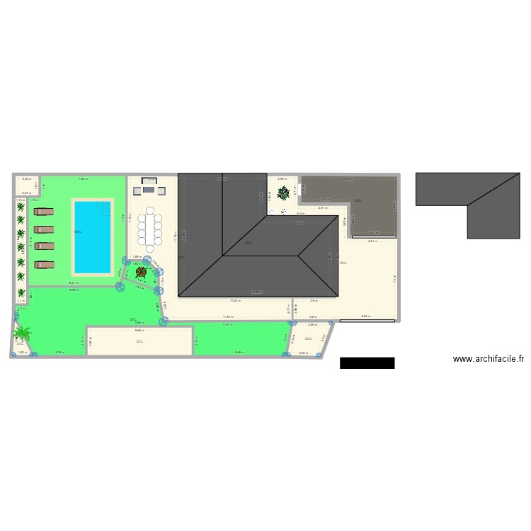garage. Plan de 10 pièces et 540 m2