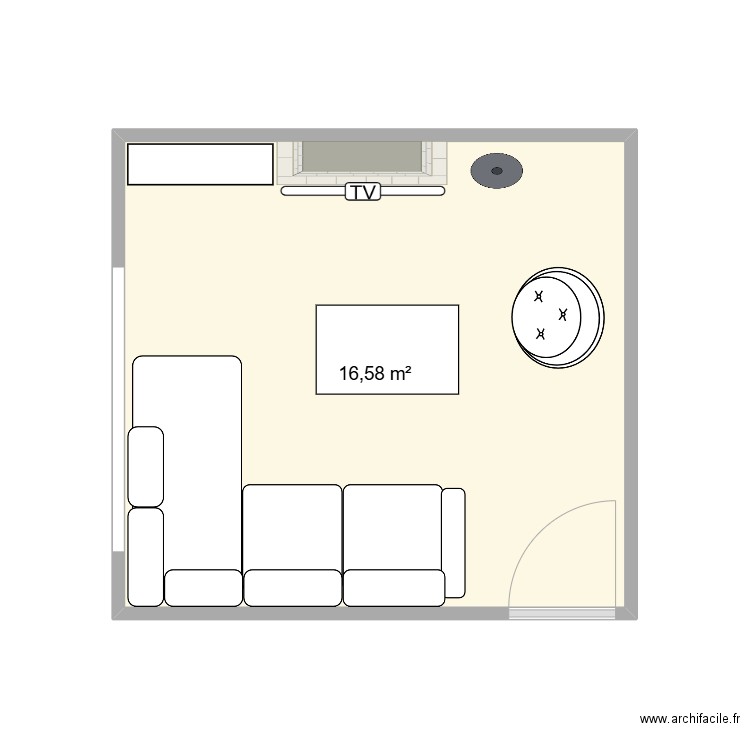 Salon. Plan de 1 pièce et 17 m2