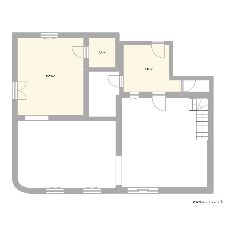 ETAGE. Plan de 3 pièces et 38 m2
