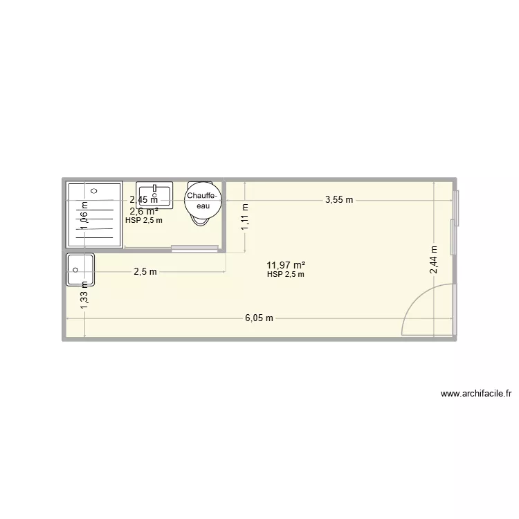 EasyHome Containers - 20 Pieds. Plan de 2  et 15 m²