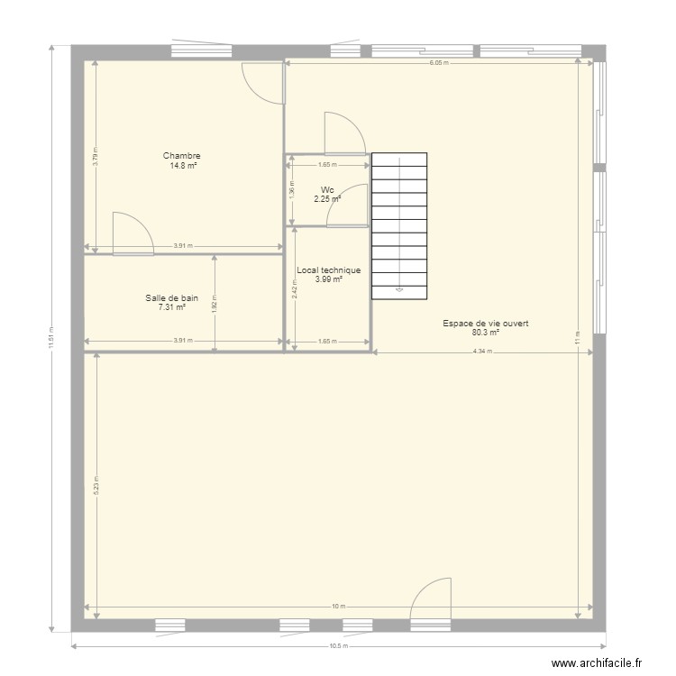 Baglan. Plan de 5 pièces et 115 m2