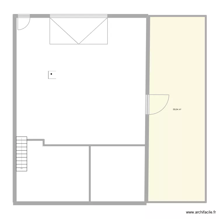 d&eacute;p&ocirc;t. Plan de 1  et 59 m²
