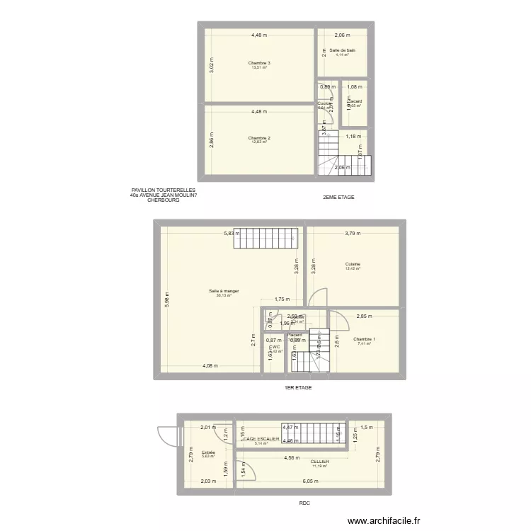 PAVILLON TOURTERELLES 40a. Plan de 14  et 116 m²