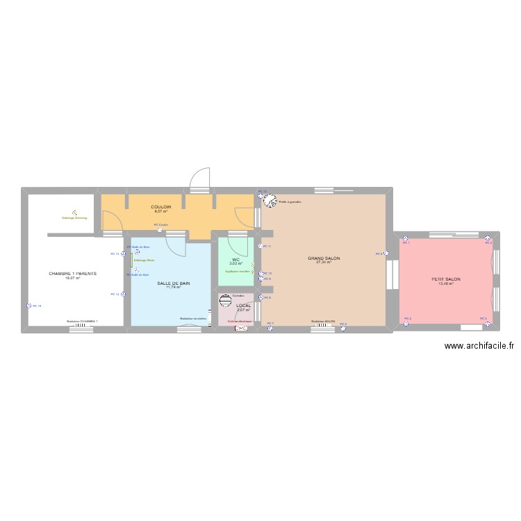 Pièce - ANNEXE + ATELIER. Plan de 3 pièces et 32 m2