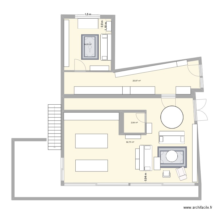 chamoyron rez avec terrasse. Plan de 4 pièces et 101 m2