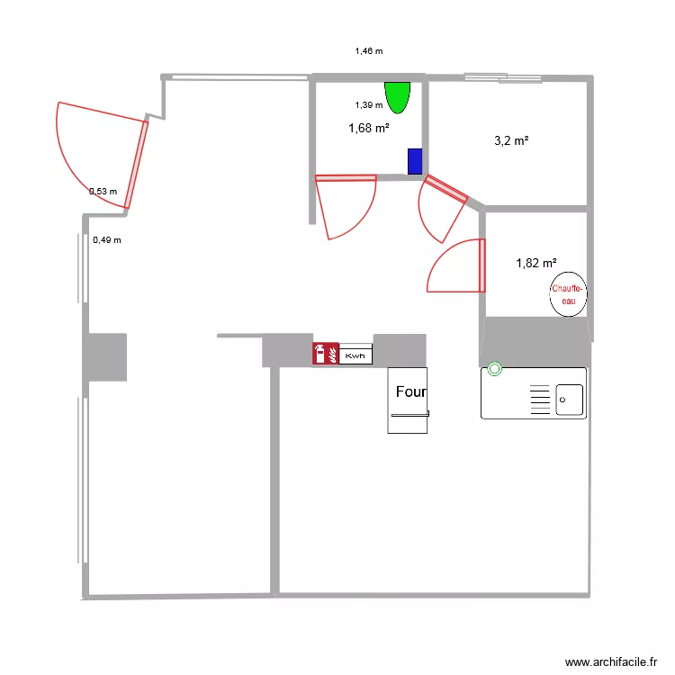 papaye 2. Plan de 3  et 7 m²