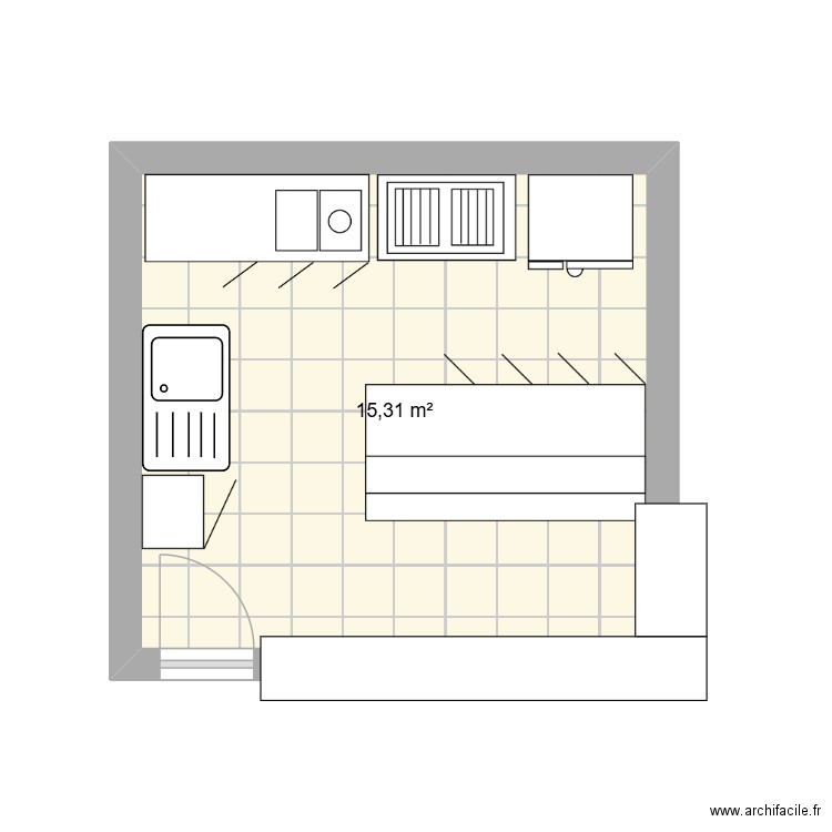cuisine gastien. Plan de 1 pièce et 15 m2