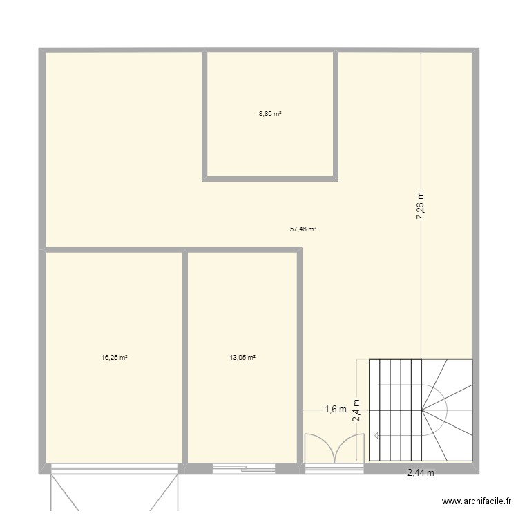 hhh. Plan de 4 pièces et 96 m2