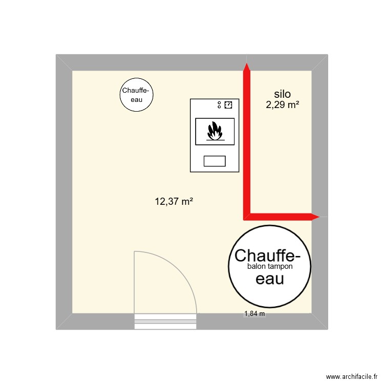 gilbert chaufferie. Plan de 2 pièces et 15 m2