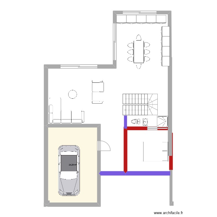 maison de ville. Plan de 1 pièce et 24 m2