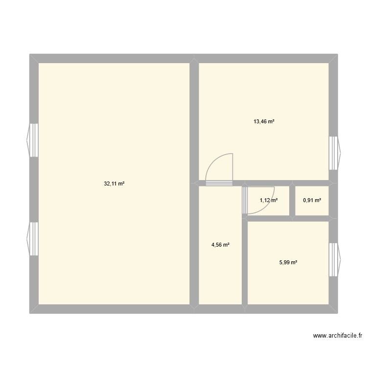appa. Plan de 6 pièces et 58 m2