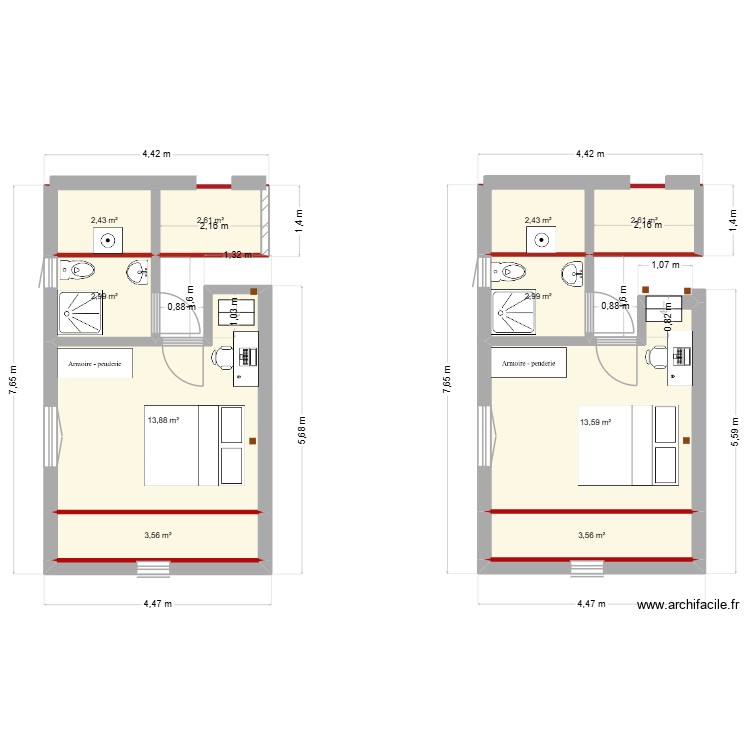 Chambre 1 &eacute;tage test2. Plan de 0 pièce et 0 m2