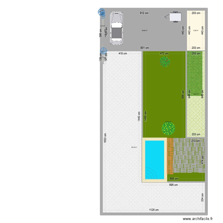 Jardin. Plan de 9 pièces et 246 m2