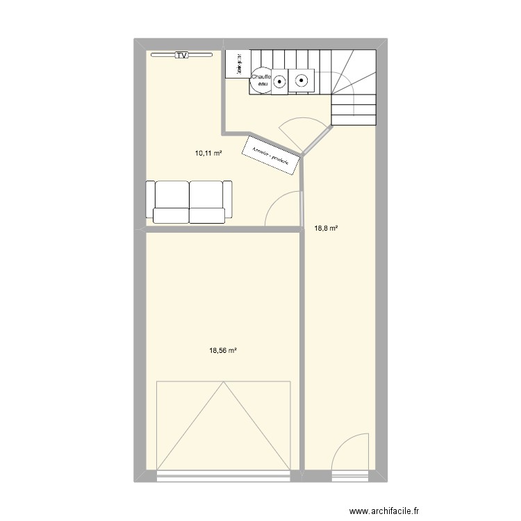 wittersdorf rez de chaussez 1;1. Plan de 3 pièces et 47 m2