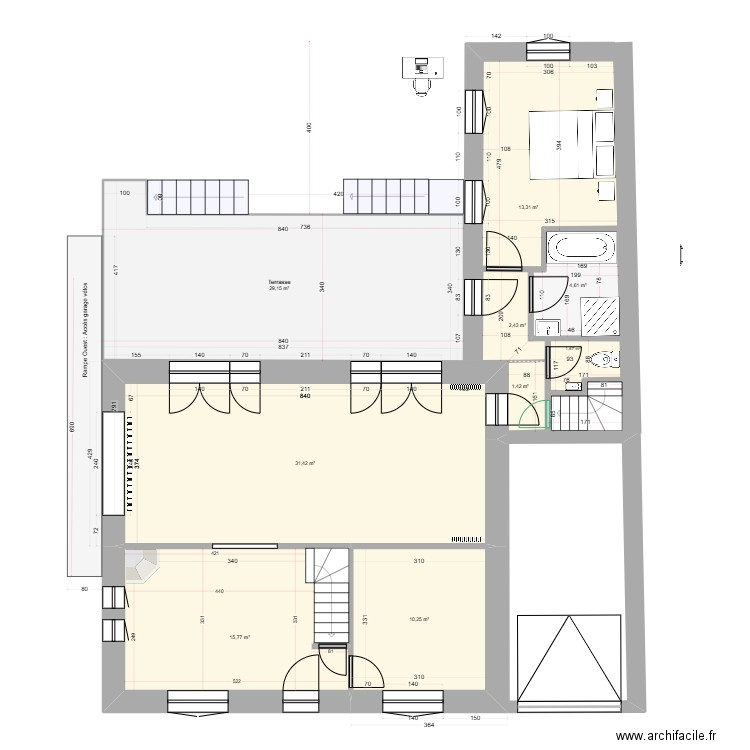 Projet_RDF_RDC_escalier inversé_Révision_3.7. Plan de 9 pièces et 111 m2