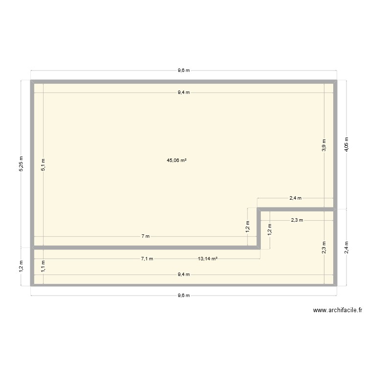 ken percolat. Plan de 2 pièces et 58 m2