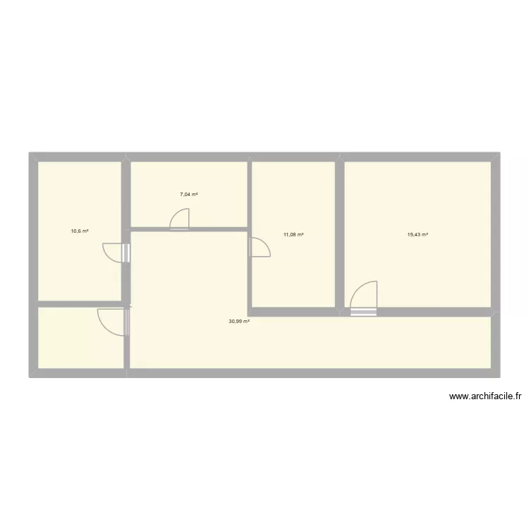 bat 197 ETAGE. Plan de 5  et 79 m²