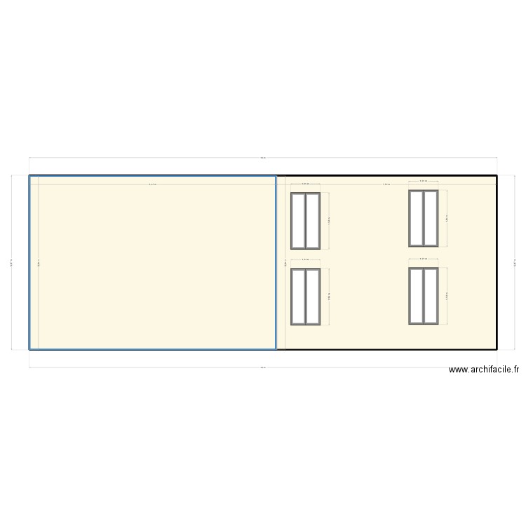 Plan de façade extérieur. Plan de 2 pièces et 95 m2