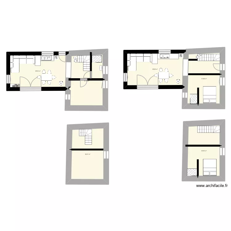 Jasmine coloc. Plan de 6 pièces et 138 m²