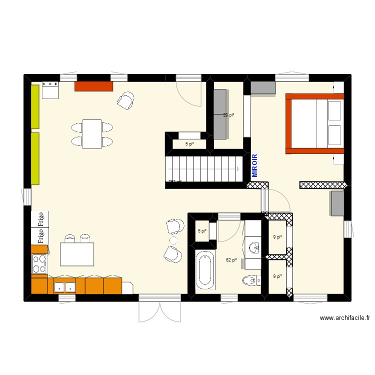 croquis Maison Toon - Changement 1. Plan de 7 pièces et 81 m2