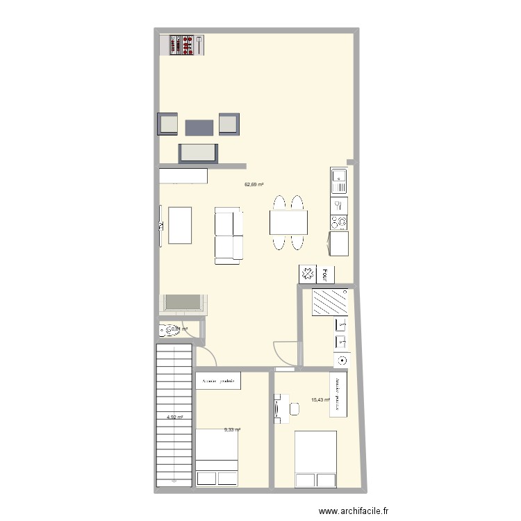 1er. Plan de 5 pièces et 93 m2