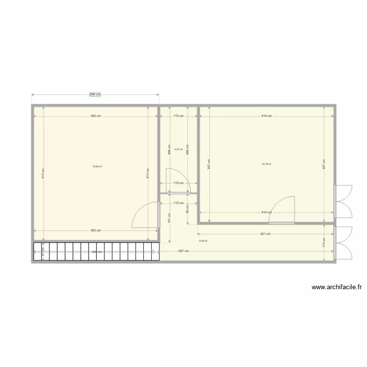 AP&eacute;lissanne plan - Actuelle. Plan de 4 pièces et 43 m²