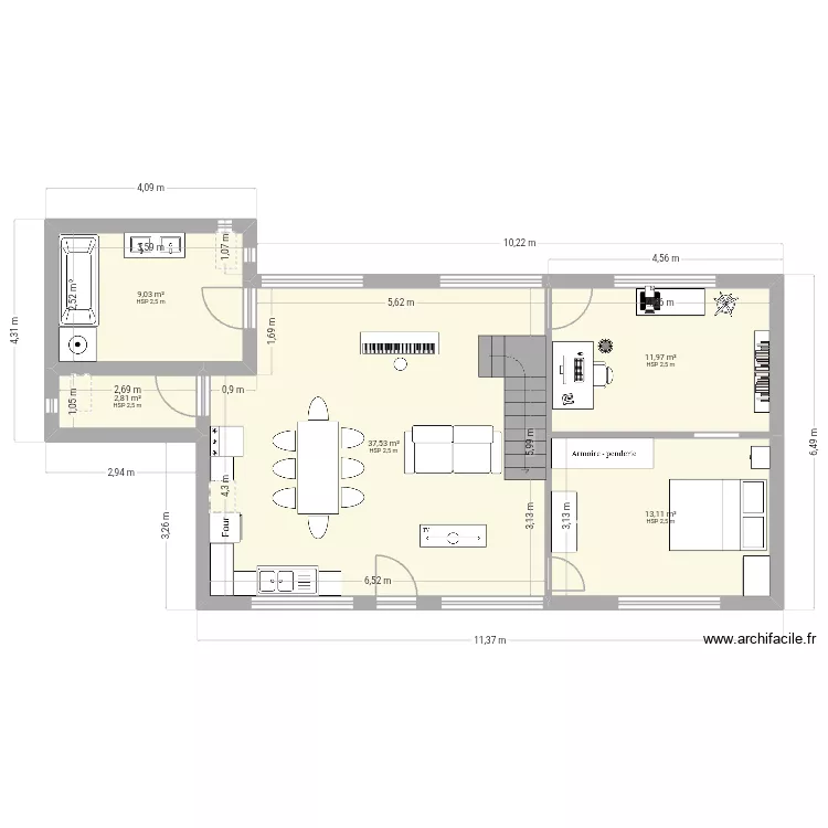 Kozzhome. Plan de 5  et 74 m²
