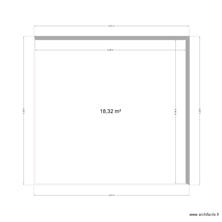 corner shop edaa. Plan de 1 pièce et 18 m2