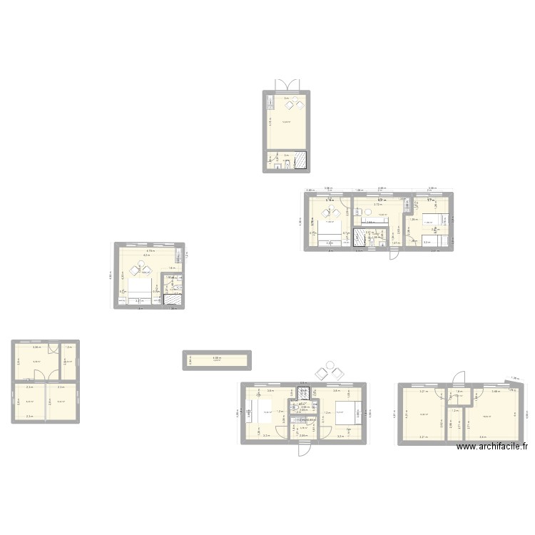 BUNGA. Plan de 20 pièces et 172 m2