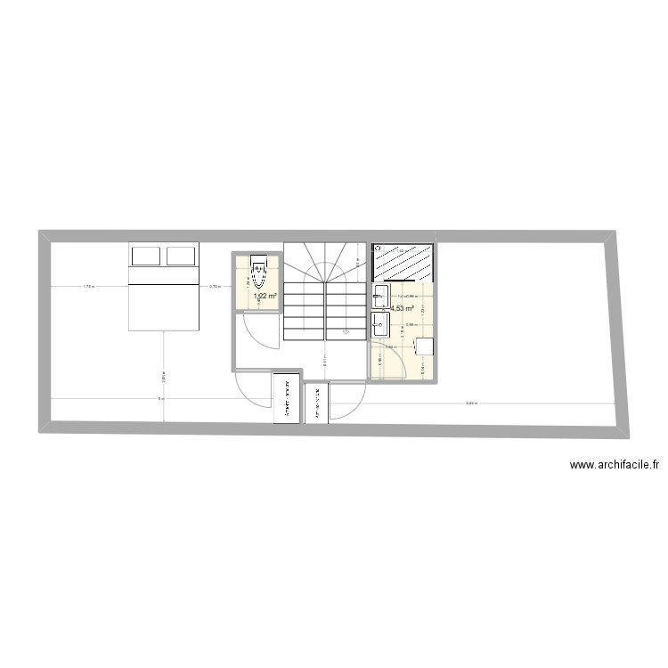 ENATA R+1 roussiere. Plan de 2 pièces et 6 m2