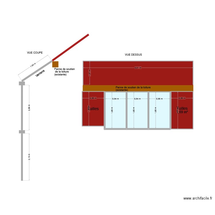 VERRIERE. Plan de 6 pièces et 13 m2