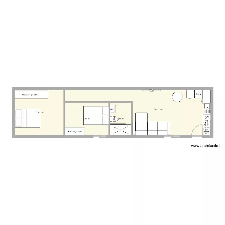 Apartamiento V1. Plan de 4 et 49 m² Apartamiento V1. Plan de 4 et 49 m²