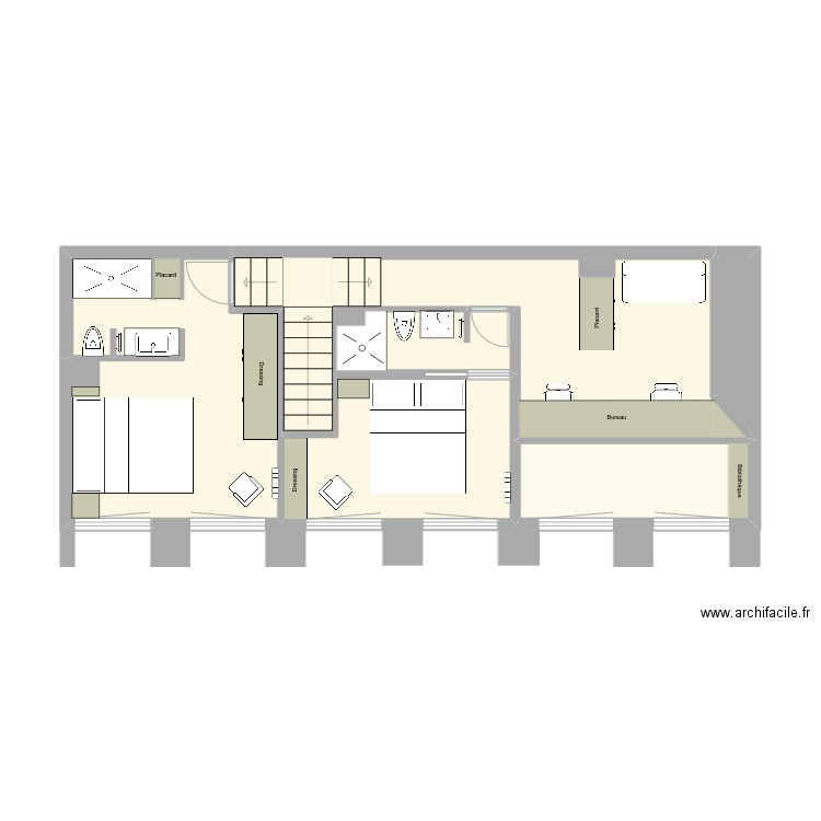 Annecy modif Étage Final. Plan de 6 pièces et 45 m2