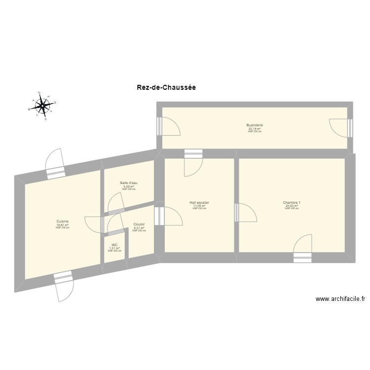 PERRIER - RdC. Plan de 7 pièces et 93 m2