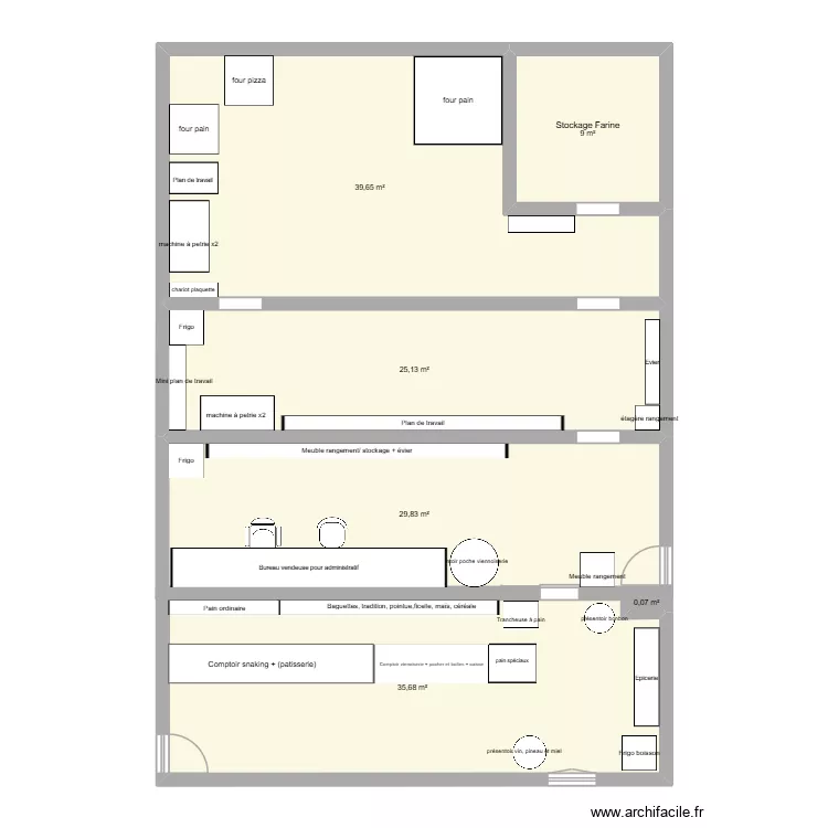 boulangerie angloise. Plan de 6  et 139 m²