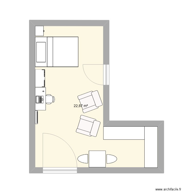 BENOIT. Plan de 1 pièce et 23 m2