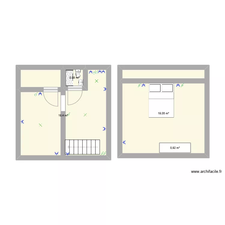 Electricit&eacute; 2i&egrave;me Bas Pr&eacute;s. Plan de 4 pièces et 41 m²