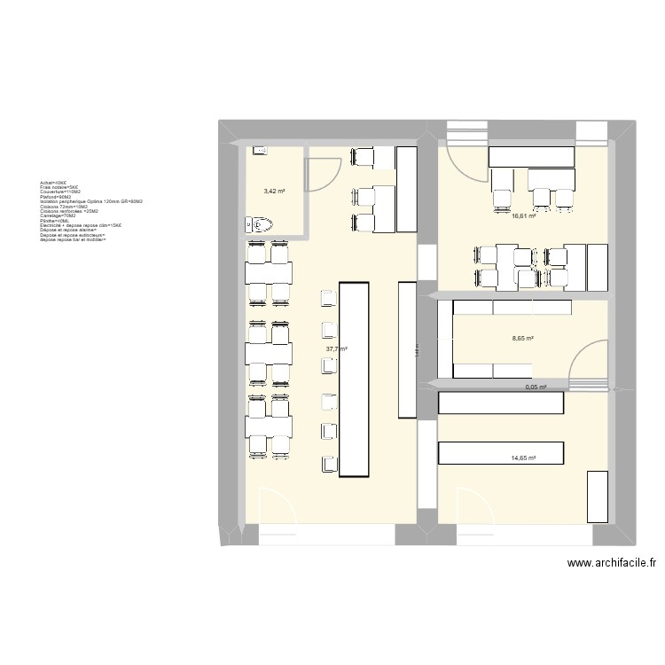 Le petit Jean. Plan de 6 pièces et 81 m2