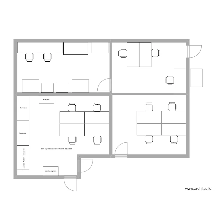 Implantation zone 3. Plan de 4  et 82 m²
