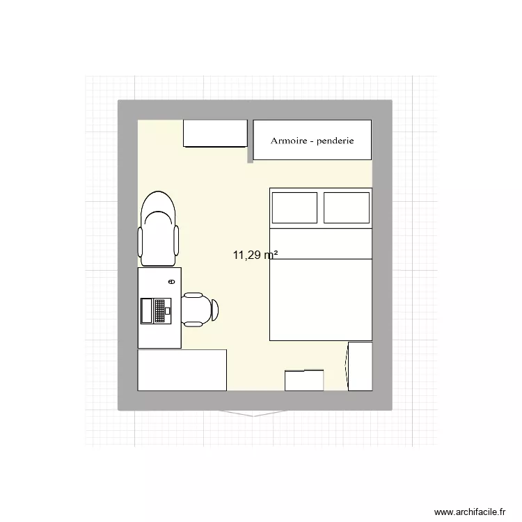 123. Plan de 1 pièce et 11 m²